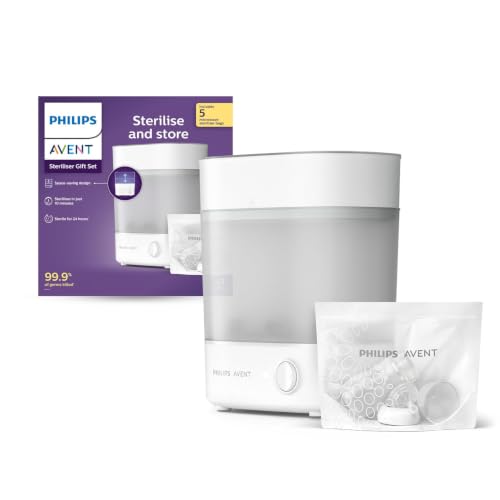 Image of Philips Avent Steam Sterilizer With Microwave Sterilizing bags Combo| Babies Fall Ill Less in Philips Avent Sterilizer Homes & get 2X Better Germ Protection vs Boiling*| Kills 99.9%** Germs in 10 mins | 2 Yr Warranty | (SCF291 /00 + SCF297 /05)