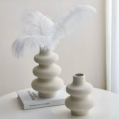 Set of 2 White Ceramic Vases – Minimalist Scandinavian Style – Mo...