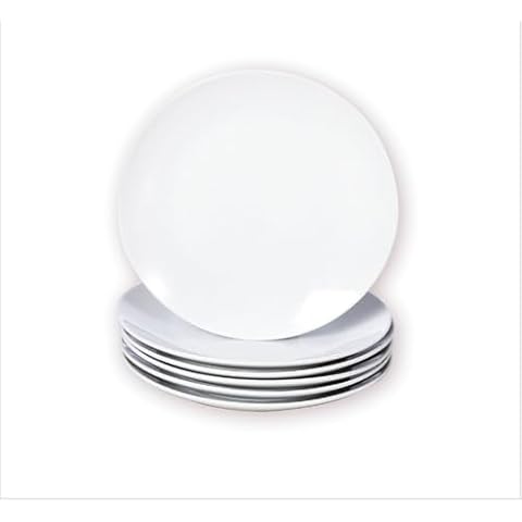 Miicol Ceramic Appetizer Plates Set of 6, White Dessert Plates 8 Inch, Small Dinner Plates, Modern Round Salad Plates, Porcelain Serving Dishes for Snack, Bread, Fruit, Microwave & Dishwasher Safe Cover