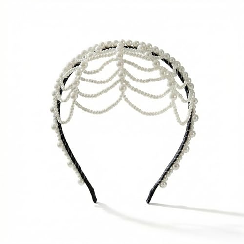 YAFIYGI Pearl Headpiece Flapper Hat Cape Crown for Women Roaring 20s...