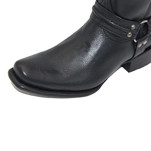 The Western Shops Men’s Genuine Leather 11Inch Square Toe Harness Motorcycle Boot (10, Black) #TOP4