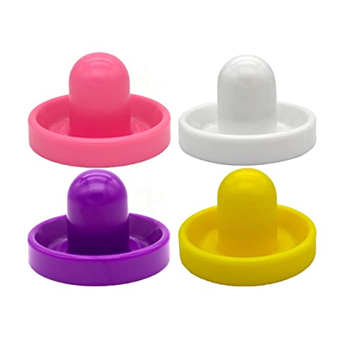 Tiardey 4 Stück 96 mm Air Hockey Drücker Air Hockey Ball Tischschlger Torhüter mit 8 Stück Pucks (Wei + Rosa + Gelb + Lila)
