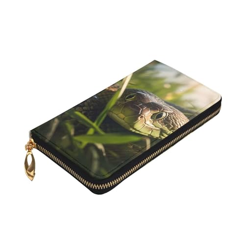 Snake Picture Leather Long Clutch Wallet for Fashionable Girls and Women - Durable, Stylish, and Functional, Black, One Size3