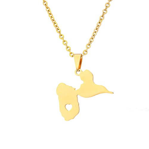 YUANYIRAN Guadeloupe, France Carte Pendentif Collier - Couple Unisexe Brillant Géométrique Style Ethnique Chaîne De Clavicule Drapeau Patriotique Hip Hop...