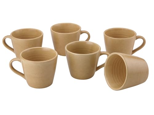 Image of Bodhi House Handcrafted Ceramic Tea Cup Set of 6 Pieces (175 Ml), Stoneware Coffee Mug, Microwave Safe Small Tea Cup, Matte Finish, Ideal for Daily use, Casual Gatherings and Gifting, Wood Brown
