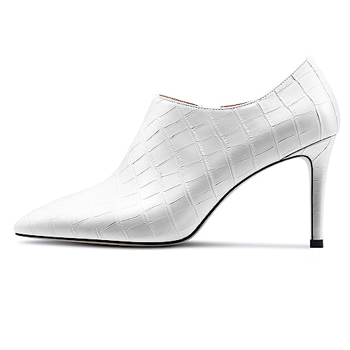 Saekcted Womens Stiletto Mid Heel Pointed Toe Ankle Boots Short Bootie Slip-on Zipper Party Dress Winter Boots2