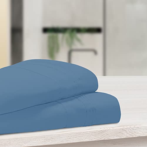 King Pillowcases 1000-Thread Long-Staple Combed Cotton Super Soft,2-Piece,Medium Blue #TOP30