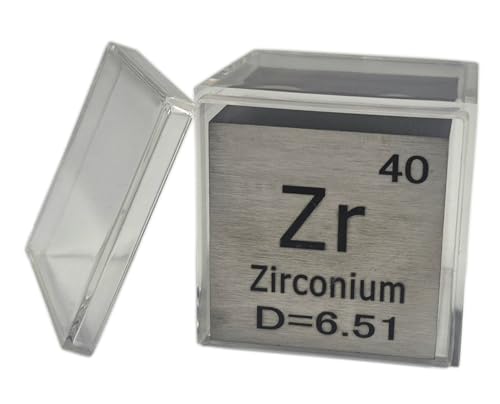 Image of 1.5 inch 38.1mm Zirconium Metal Cube Zr up to 99.9% Pure Periodic Table Element Engraved Density Collection Science Education Display Block Cube + Acrylic Case Box - 1PC