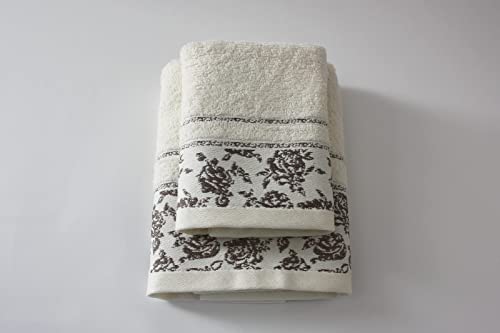 Lot de 1 + 1 serviettes de bain Ada avec ballet en jacquard, visage et invités. Dimensions : visage : 50 x 100 cm. Haute qualité : 38 x 58 cm. 100 % coton, doux au toucher. Éponge de haute qualité Cover