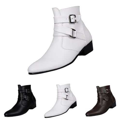 Botas góticas para hombre con hebillas, botas Chelsea para hombre, botines de piel sintética impermeables para el tiempo libre, zapatos antideslizantes de otoño, botas Chelsea de caña alta, zapatos de