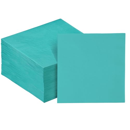 Surprisist Mint Blue Cocktail Napkins 5 * 5inch Disposable Beverage Napkin Paper for Cocktail Wedding Dinner Birthday Party Dessert Wine Paper Napkins 120 Count