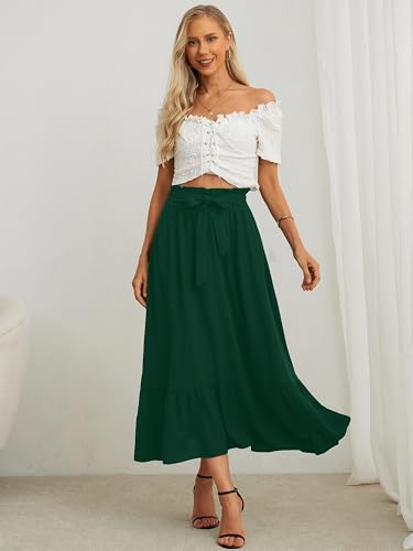 KORSIS Women's Maxi Skirt Casual A Line High Waisted Tied Adjustable Flowy Elegant Vocation Beach Long Skirt with Pocket4