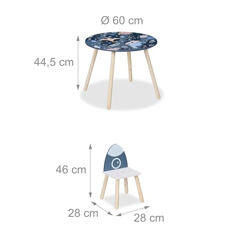 Table et 2 chaises enfant au design spatial multicolore pour ranger la chambre de bout de chou