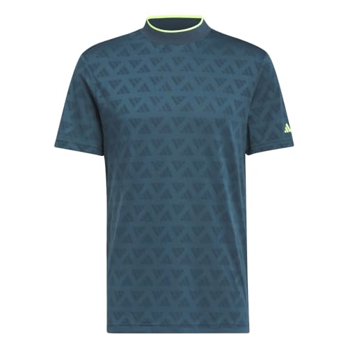 adidas Men's Jacquard Mock Polo Shirt, Blue, 2X-Large at Amazon
