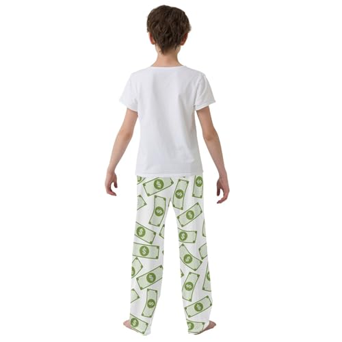 Boys' Pants Green Flying Money Bills White Long Bottoms Jogger Pants Elastic Waist Trousers with Pockets S-XL3