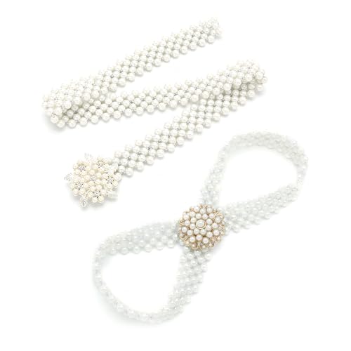 Elastic Pearl Belts Wedding Sash Waist Chain for Women2