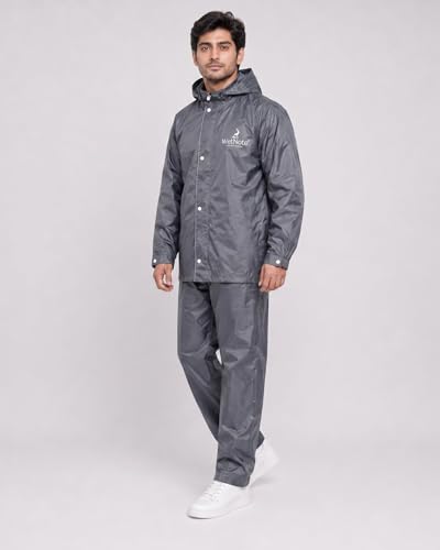 Image of TAGDO Rain Coat for Men Waterproof for Bike Rider with Zipper and Button and Adjustable Hood along with inner pockets | Rain Suit for Men & Women | Jacket & Pants with Carry Bag (2073)
