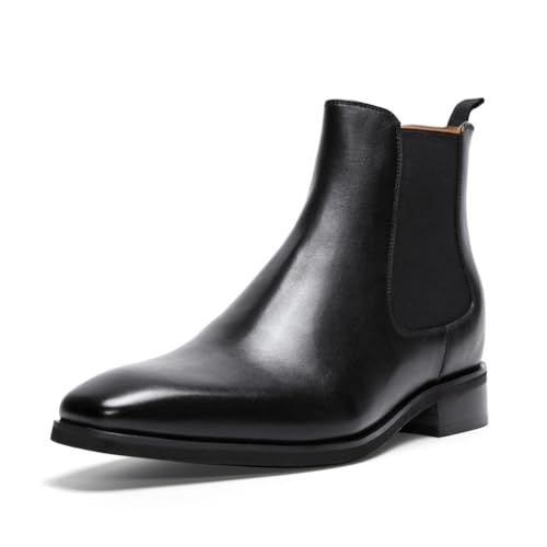 CHAMARIPA Men's Invisible Height Increasing Shoes - Leather Elevator Chelsea Shoes for Man,2-3 inches Taller.