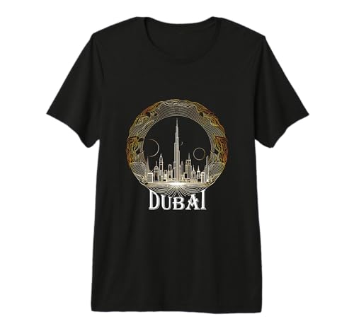 Élégant Burj Khalifa Dubaï Landmark Émirats Arabes Unis T-Shirt Haut de Gamme