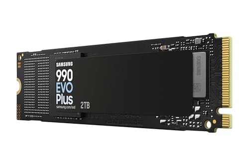 Samsung SSD Interne 990 EVO Plus MZ-V9S2T0BW, NVMe 2.0 PCIe 4.0 x 4 / 5.0x2, 1 To, Vitesse de lecture jusqu'à 7150 Mo/s, Idéal pour le gaming et la bureautique