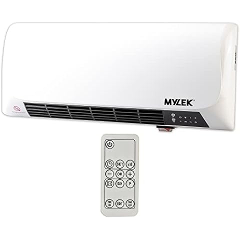 MYLEK Overdoor Air Curtain Heater Fan 2KW With Remote Control, PTC Ceramic Downflow Over Door Heater, Timer, Safe For Office, Bathroom, Commercial, Garage, (2000W Wall Heater, White) Cover