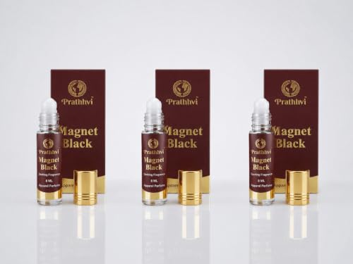 Image of Magnet Black Attar Roll-On Perfume Oil 8 ml x 3 | Alcohol Free | Long Lasting Rich Fragrance | Men & Women | Pocket Size Travel Friendly Roll On | Daily Wear Fragrance - Pack of 3