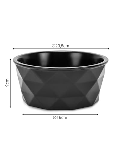 lionto Futternapf aus Keramik mit rutschfestem Silkonboden, 1900 ml, Hundenapf aus robustem & geruchsneutralem Material, leicht zu reinigen, ergonomisches Design, Wassernapf für Hunde&Katzen, schwarz