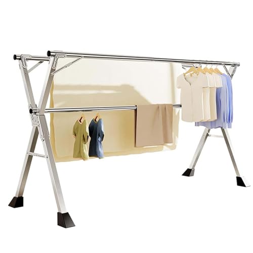 Étendoir à linge pliable en acier inoxydable durable et stable - 2