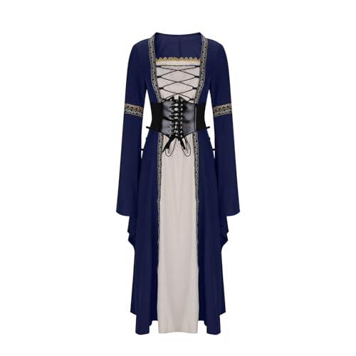 Robe médiévale pour femme avec manches trompette pour fête