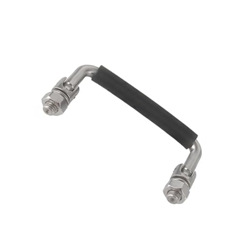 Image of 304 Stainless Steel Folding Handle 90 Degree Folding Solid Pull with Rubber, Electric Cabinet Pull Industrial Cabinet Handle, Toolbox Handle (with Nut, Hole Center 3.93 in)