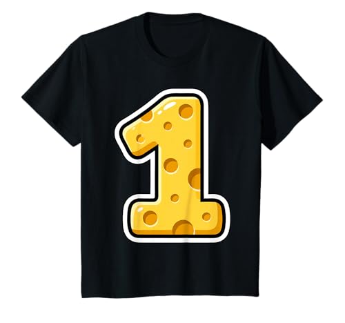 Kids Cheese 1st Birthday Boys Girls Children 1 Years Old Number 1 T-Shirt