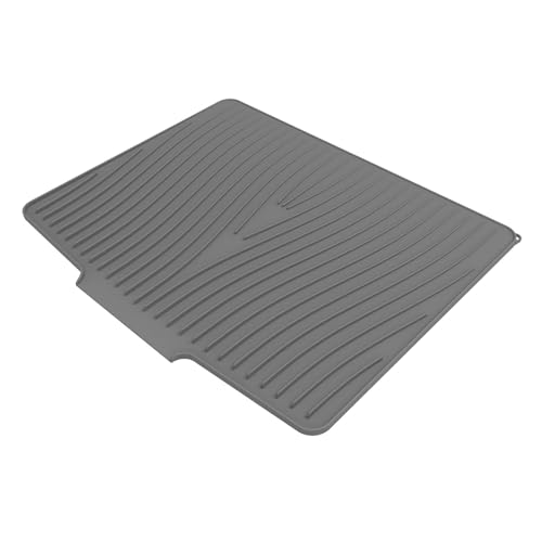 Alfombrilla de secado de platos de silicona para encimera de cocina rectangular gris 2