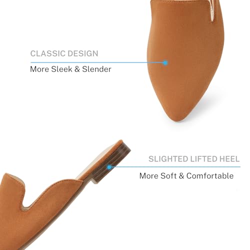 Image of MUSSHOE Women's Pointed Toe Mule Flats: Comfortable Lightweight Slip On Backless Loafers with Memory Foam for Office Work & Dressy Casual Wear