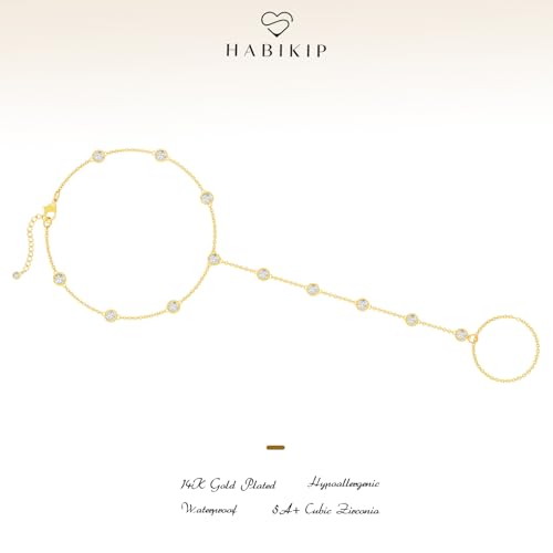 Gold Hand Chain Bracelet for Women, 14K Gold Plated Finger Ring Bracelets for Women Trendy, Dainty Simple Waterproof Bracelet Fashion Jewelry for Women3