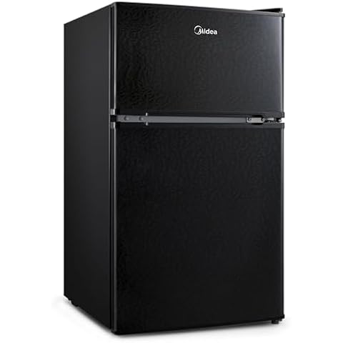 Midea Double Door Mini Fridge with Freezer Cover