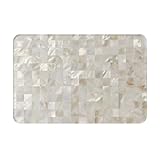 ZEYARUIBO Mother of Pearl, Beige Light 16'X24' Ultra-Fine Fiber Shower Mat with Memory Foam, Bathroom Floor Mat for Instant Dry, Kitchen & Bath Ma