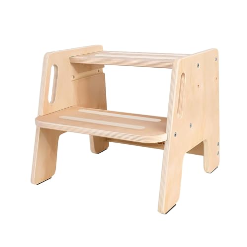 Pitycbo Taburete para Niños Escabel de Entrenamiento Banqueta Multifuncional Escalera de Madera Reposapiés Infantil Regulable para Inodoro Lavabo