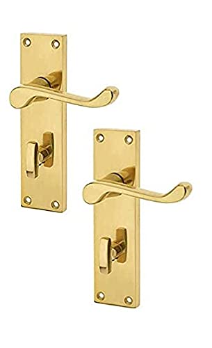 Haven Heritage Door Handle Victorian Scroll Bath Lock Electro Brass Plated Bathroom