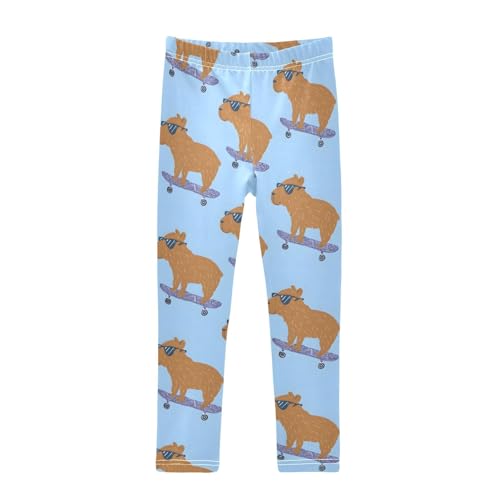 Capybara Blue Girls Leggings Soft Stretch Workout Yoga Dance Pants for Kids Casual Tights
