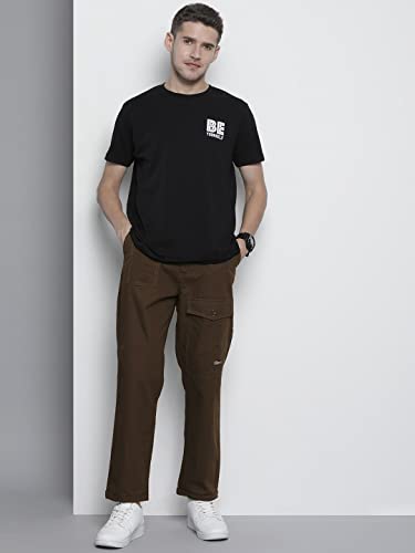 Image of The Indian Garage Co Men Relaxed Fit Solid Mid-Rise Trousers
