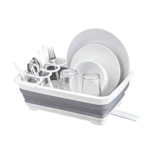Homeshopa Collapsible Drainer Dish Rack, Dish And Kitchen Utensil Drainer Dinnerware Basket For Kitchen, Portable Foldable Dish Drainer Cutlery Holder Drying Rack