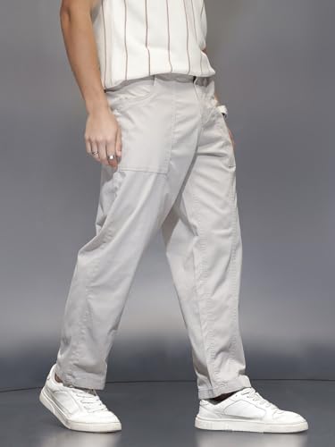 Image of WROGN Men's Pure Cotton Trousers | Solid | Loose Fit