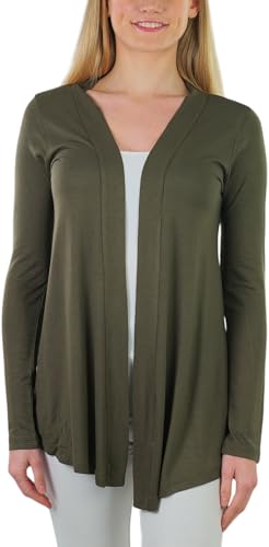 Image of ToBeInStyle Womens Open Front Long Sleeve Lightweight Asymmetrical Draped Cardigan with Side Pockets