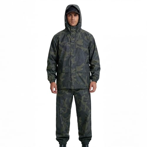 Image of LOOGU Men's Rain Suit - Rain Gear for Men Waterproof, Lightweight Rain Coat, Breathable Mens Rain Jackets Hood and Pants