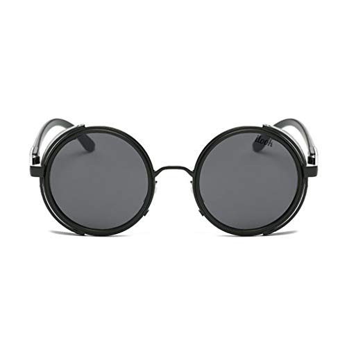 Óculos de Sol Redondo com Proteção Lateral Steampunk Vintage Retro Masculino Feminino Escuro Proteçã