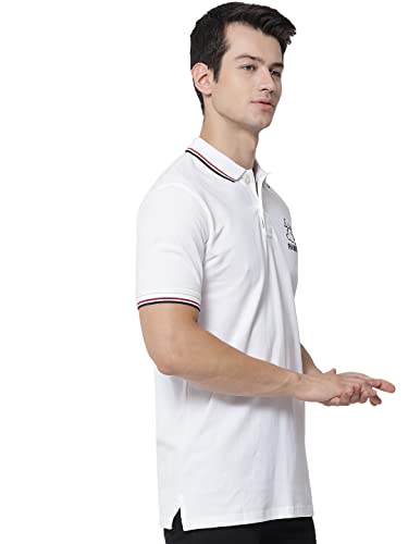 Image of RABBY Men's Cotton Regular Fit Polo T-Shirt with Contrast Rib