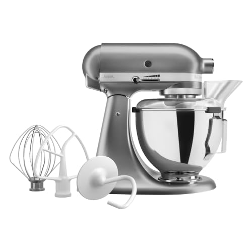 KitchenAid Classic Robot Pâtissier 4.3L à Tête Inclinable, 10 Vitesses Démarrage Doux, Batteur Plat, Crochet & Fouet, Mélange Planétaire, 59 Points de...