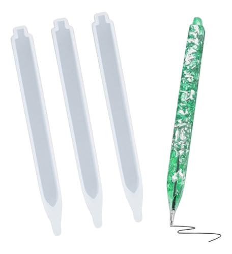 Kit 3 Moldes De Silicone Para Caneta Quadrada De Resina