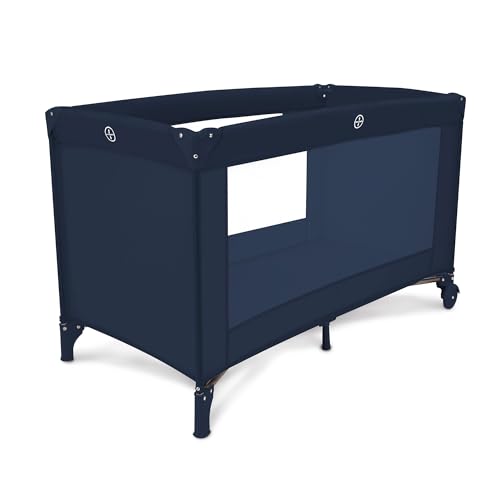 Asalvo BALEARES Cuna de Viaje, 0 3 Años (0 15 kg), Cuna de Viaje Ligera, Colchón, (71x126 cm), Bolsa de Transporte, Plegado Ultrarrápido Tipo Paraguas, Azul Marino