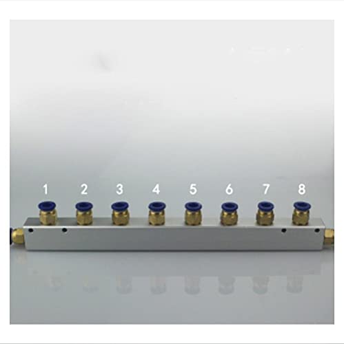 A Kit Push Fit 8mm 8 Way Pneumatic Air Manifold Block Splitter with Couplers